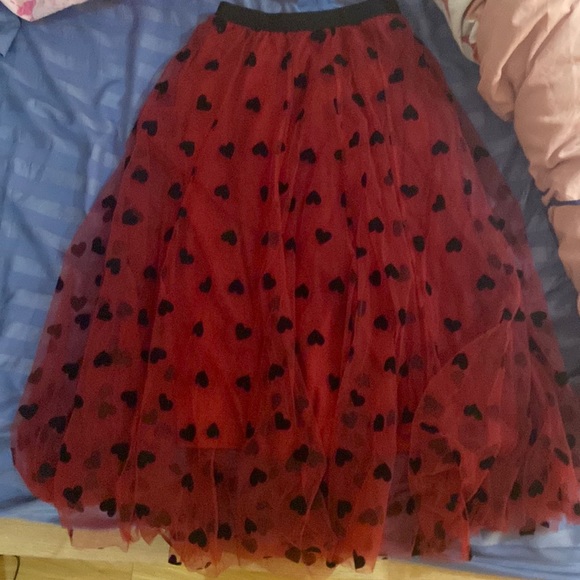 Red and black heart tulle skirt - Picture 1 of 1
